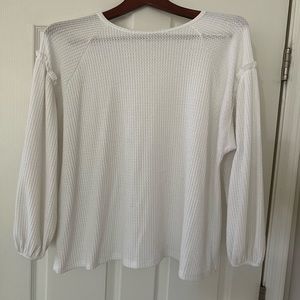 Women’s long sleeve ivory waffle knit top